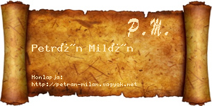 Petrán Milán névjegykártya